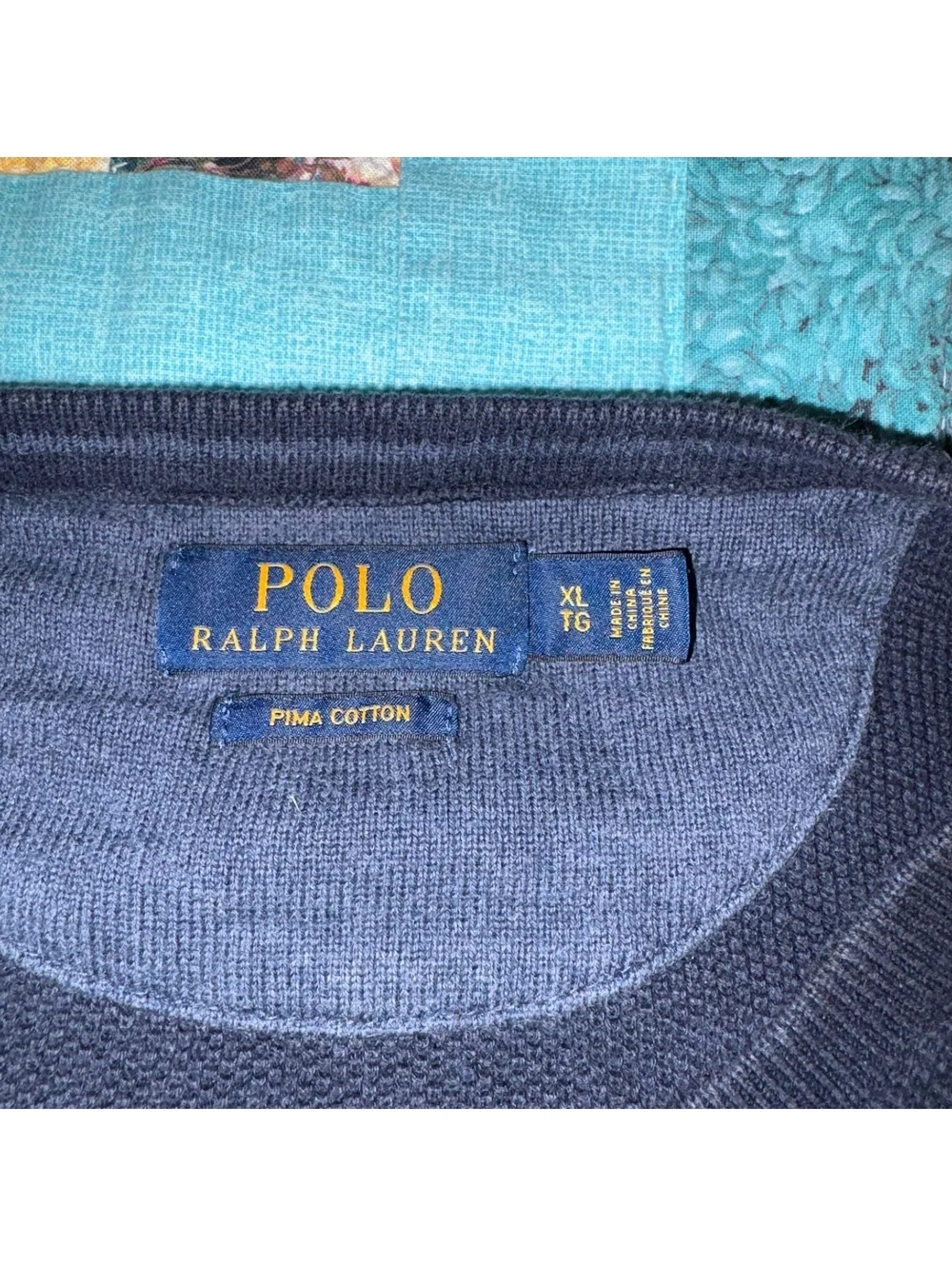 Polo Ralph Lauren Embroidered Mens XL Navy Blue Sweater Crewneck 100% Cotton RL